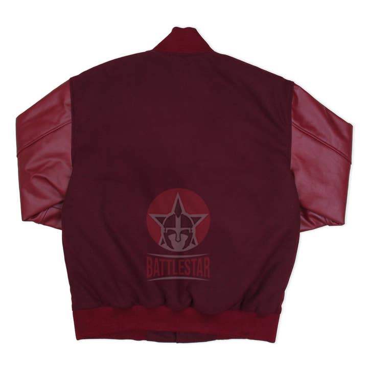 Battlestar Clothing & Gear Co - Wholesale Varsity/Baseball Jacket - Men's - Maroon Wool Leather Trendy Varsity Baseball Jacket