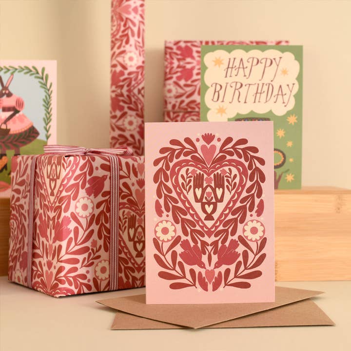 Printer Johnson Ltd - Wholesale Love Card - Paper Cut Heart | Everyday greetings card | Folk, love2
