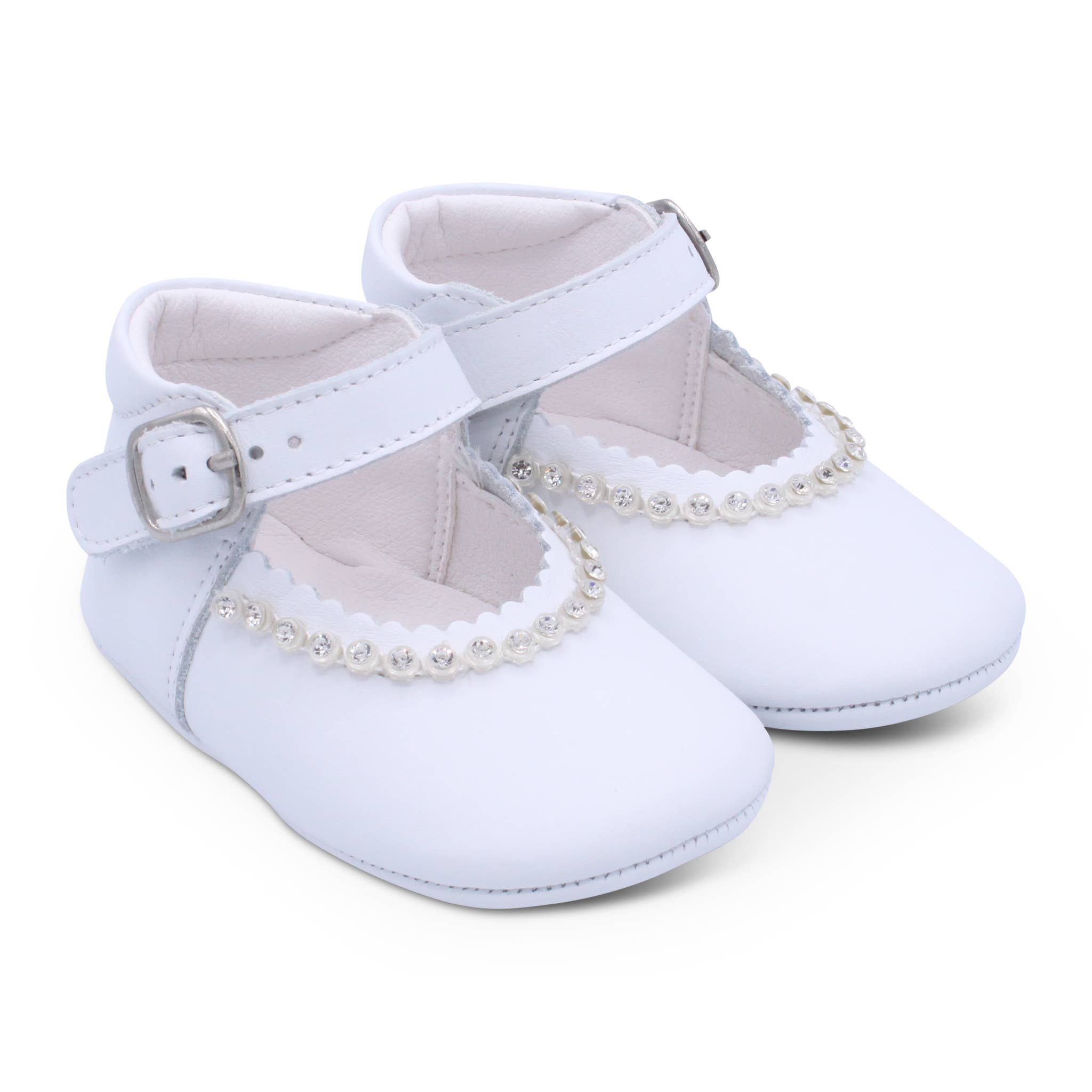 Borboleta – wholesale Cot shoes – Baby – Baby Girls Leather Soft Sole Bar Shoe with Diamante Detail7