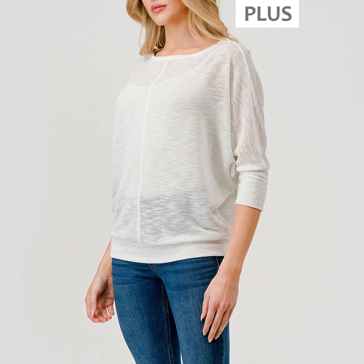 Heimious - Vente Haut en maille – femme - Haut à manches 3/4 à texture flammée à manches Dolman, grande taille, T813-PL13