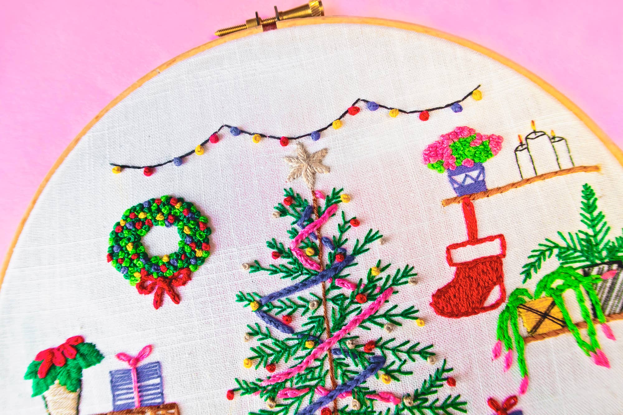 Pixels & Purls - Wholesale Embroidery/Cross Stitch Supplies - Christmas Morning Embroidery Kit3