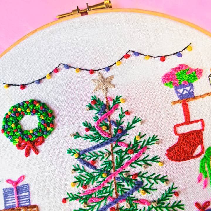 Pixels & Purls - Wholesale Embroidery/Cross Stitch Supplies - Christmas Morning Embroidery Kit3