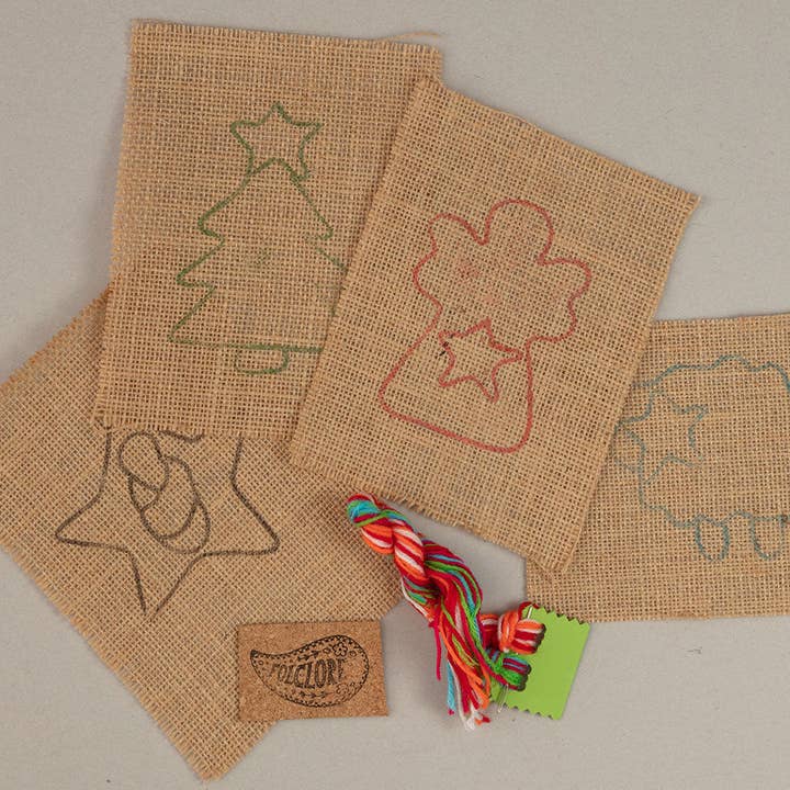 Folclore Crafts - Vendita all'ingrosso Attrezzatura per ricamo/punto croce - Kit da ricamo in juta per principianti - Natale