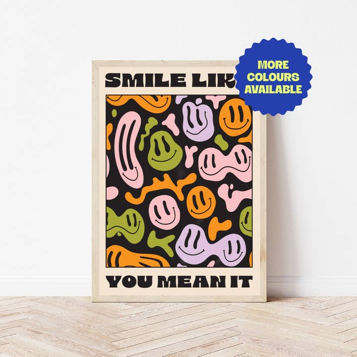 Smile Like You Mean it | Wall Art Print for wholesale by Bored At Work Studio