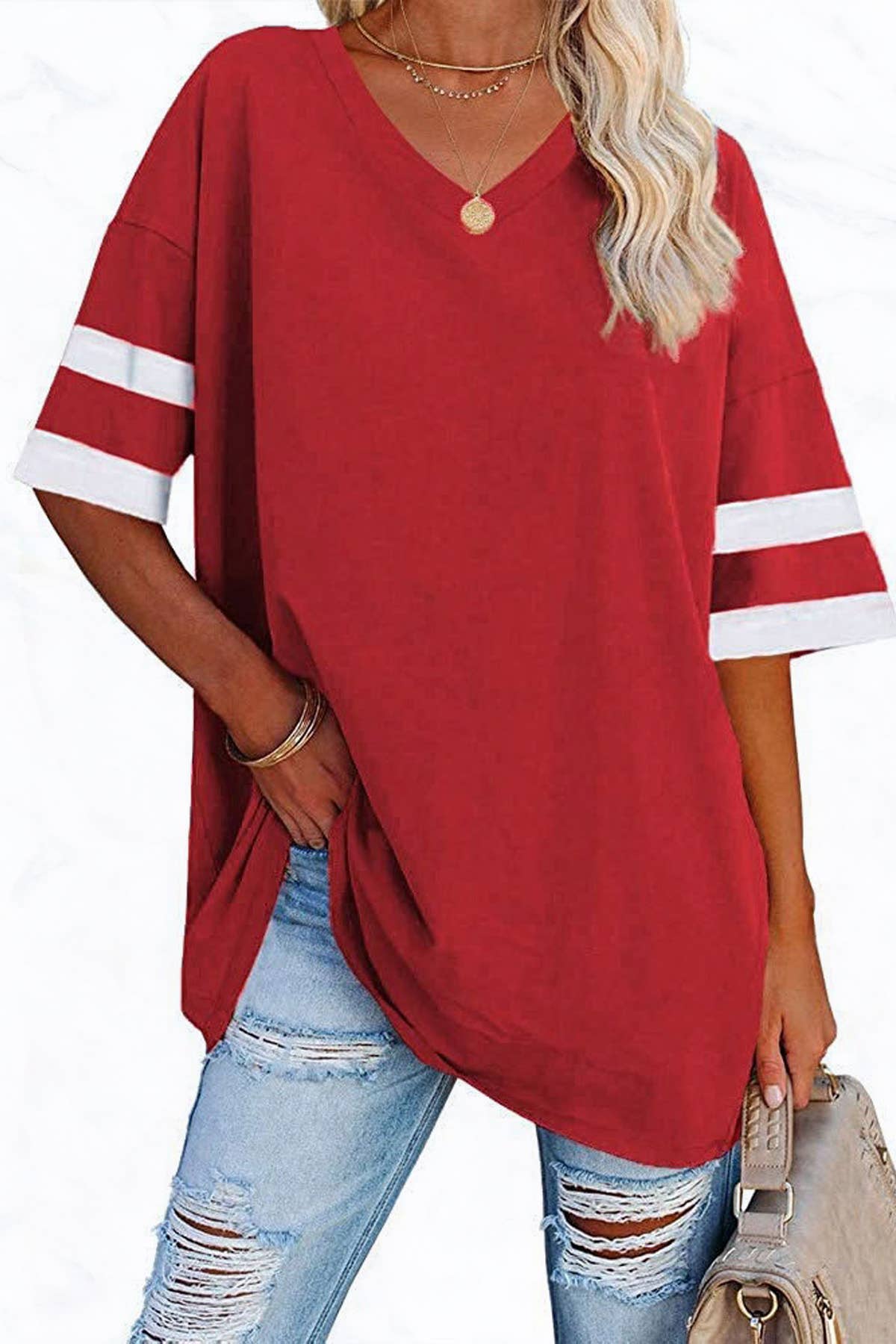 Suzie Q USA - Vente Tunique – femme - Tunique en coton col V à manches mi-longues6