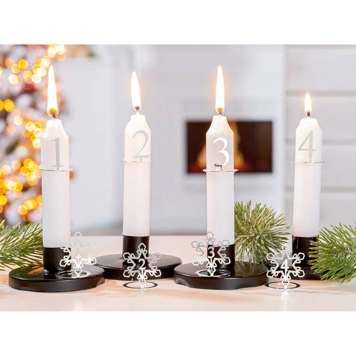 silver coloured Set of 4 Advent candle rings, 2-way assorted, silver-coloured H.3 cm for wholesale on Faire1