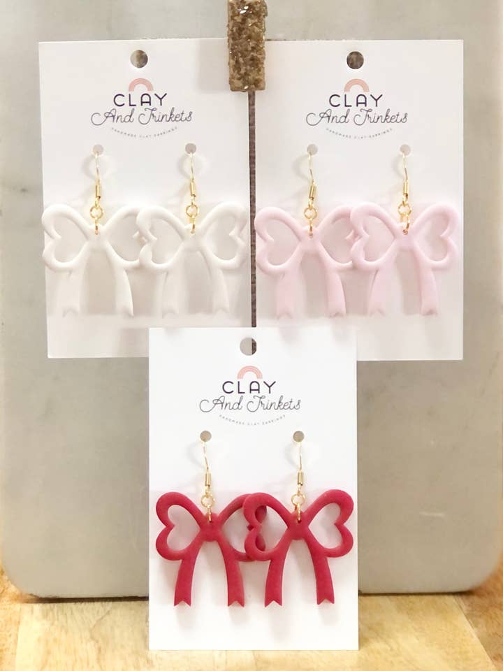 Love of Bows Dangle Earrings for wholesale by Clay and Trinkets