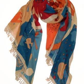 Cashmere Wrappings - Wholesale Scarf - Women's - Matisse Leaf Study Wool2