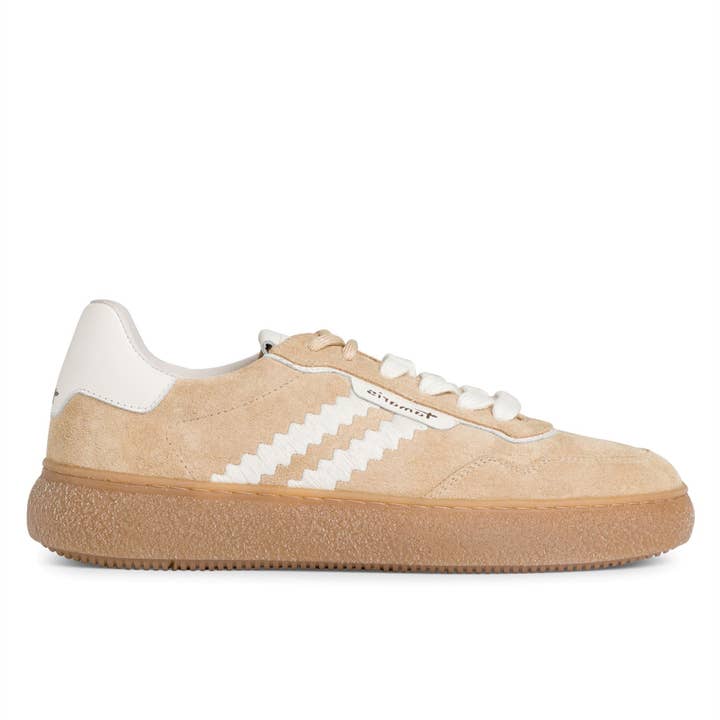 Tamaris Womens Beige White Leather Fashion Stripe Lace Up Sneakers for wholesale by Infinity Leather (Upperclass Fashions Ltd)