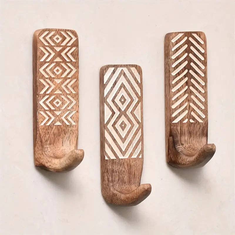 Huis Van Merken - Wholesale Wall Hook - Boho Chic 3pcs Wooden Wall Hooks