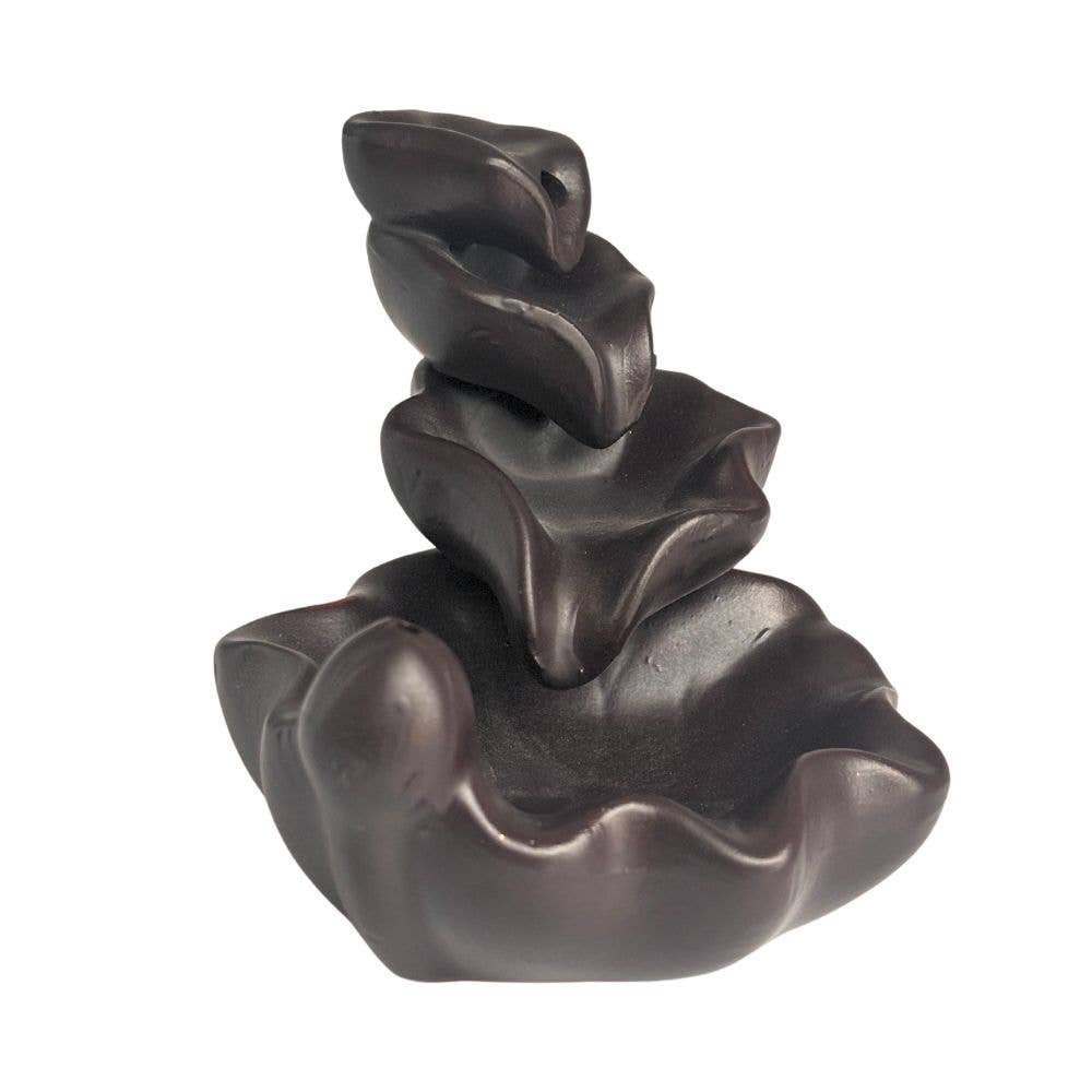 Earths Elements Wholesale - Wholesale Oil Warmer - Backflow Burner - Triple Lily Leaf, Brown0