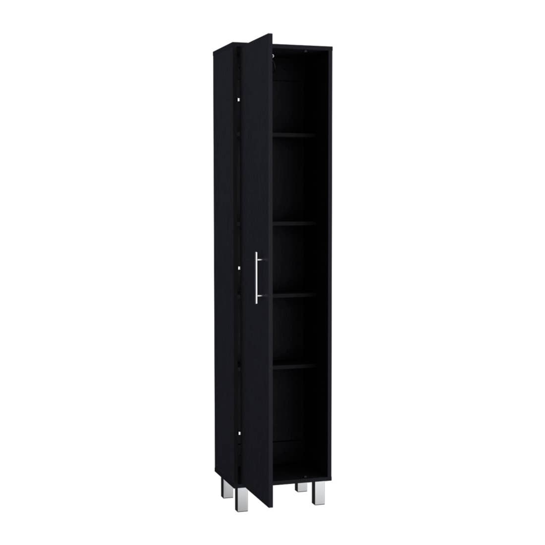 HomeRoots - Wholesale Kitchen storage/organiser - 71" Black Wood Pantry Or Storage Cabinet4