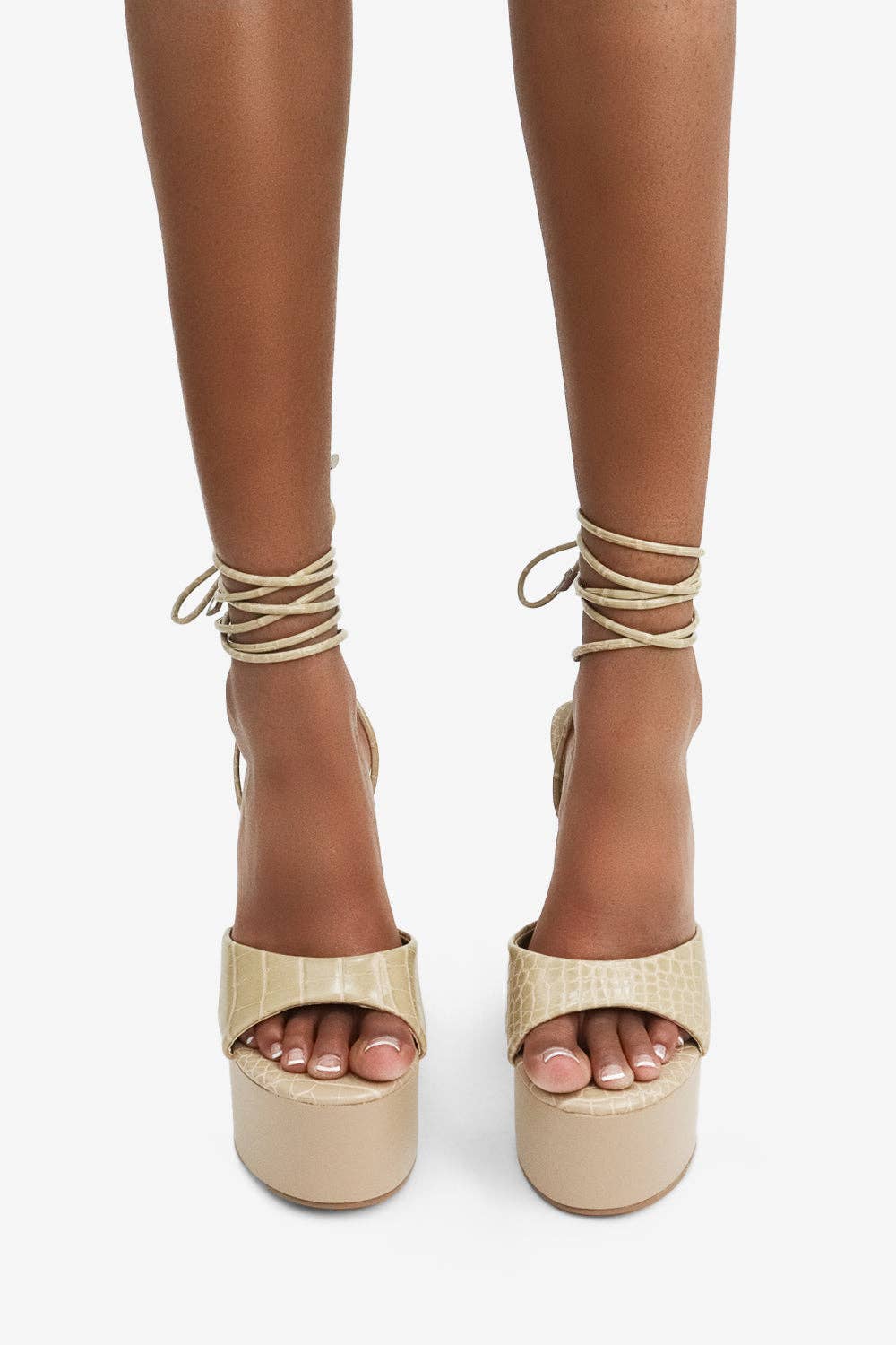 Lemonade Shoes - Wholesale Platform Heels - Women's - BITE ME - Sculptural Platform Heels w/ Ankle Ties2