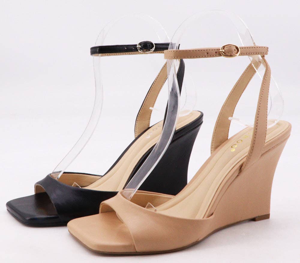 Mars Sky Shoes Wholesale - Wholesale Wedges - Women's - Bamboo AUTHOR-06 Women High Wedges Square Toe Ankle Strap Sandals-12 Pairs Pack-19.35/Pair2