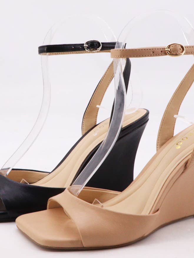 Mars Sky Shoes Wholesale - Wholesale Wedges - Women's - Bamboo AUTHOR-06 Women High Wedges Square Toe Ankle Strap Sandals-12 Pairs Pack-19.35/Pair2