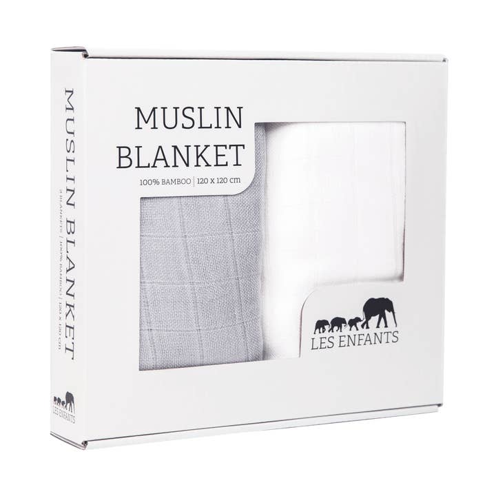 Coperta in Mussola Grigio / Bianco per la vendita all'ingrosso da parte di Les Enfants