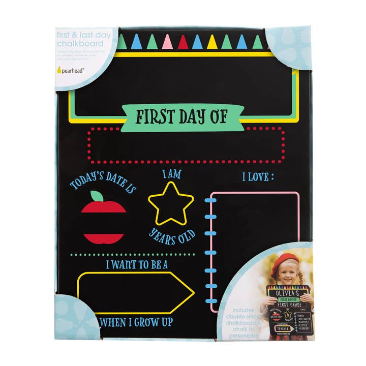 Pearhead - Wholesale Chalkboard - Kids & Baby - First and Last Day of School Reversible Chalkboard8