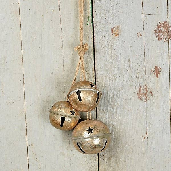 Impressive Enterprises, Inc. - Wholesale Ornament Set - M11095- 13inL Distressed Bell Stringx3-Gold1