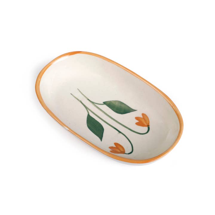 Handmade Ceramic Serving Bowl - Amber , 1.5 x 8 x 4 Inches for wholesale by Casa Amarosa