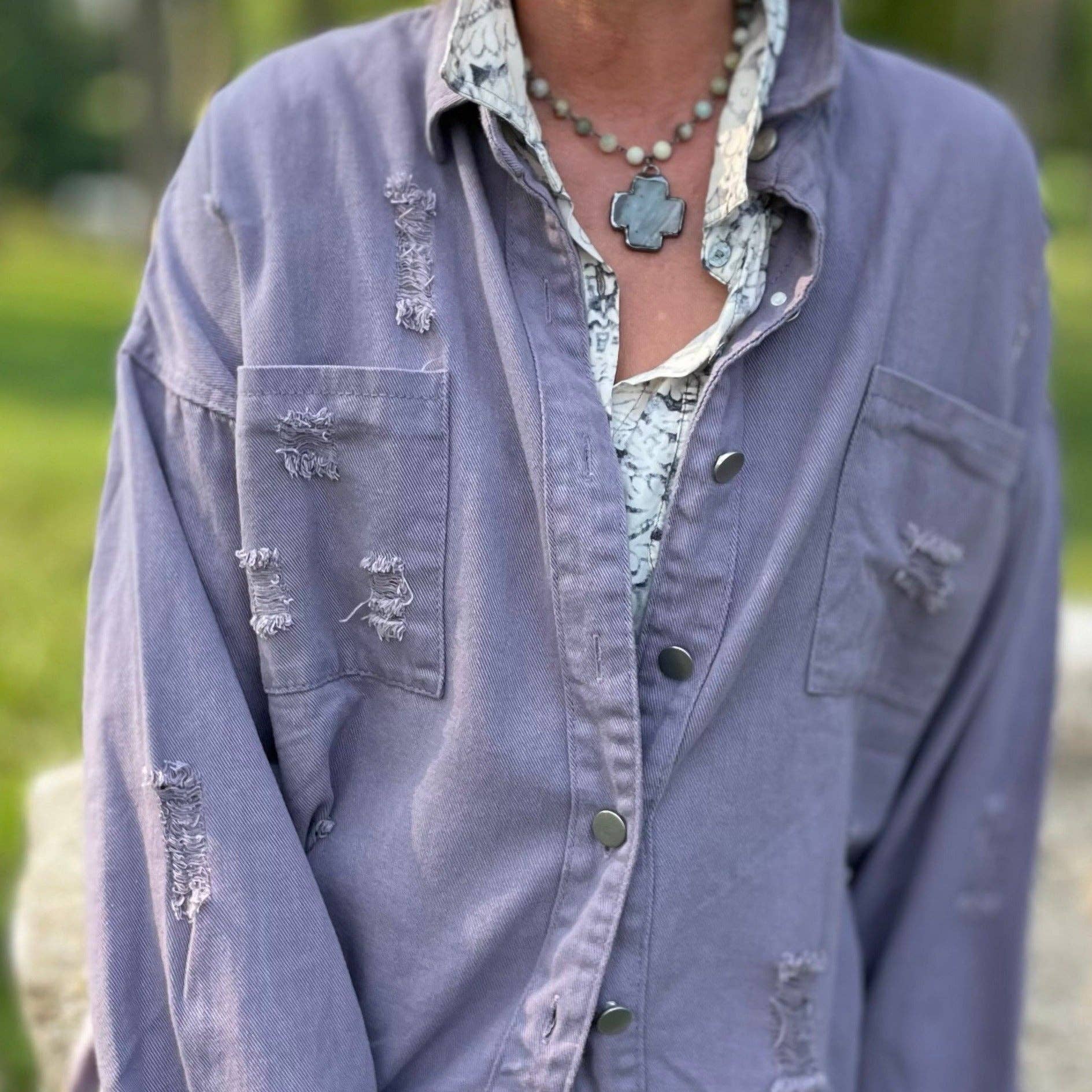 Lavande Chemise de travail Denver Distressed - Lavande en vente sur Faire0