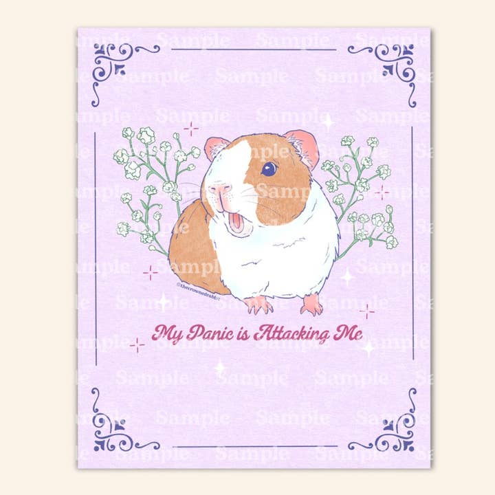 My Panic is Attacking Me - Guinea Pig 8x10 Art Print for wholesale by The Crowned Rabbit