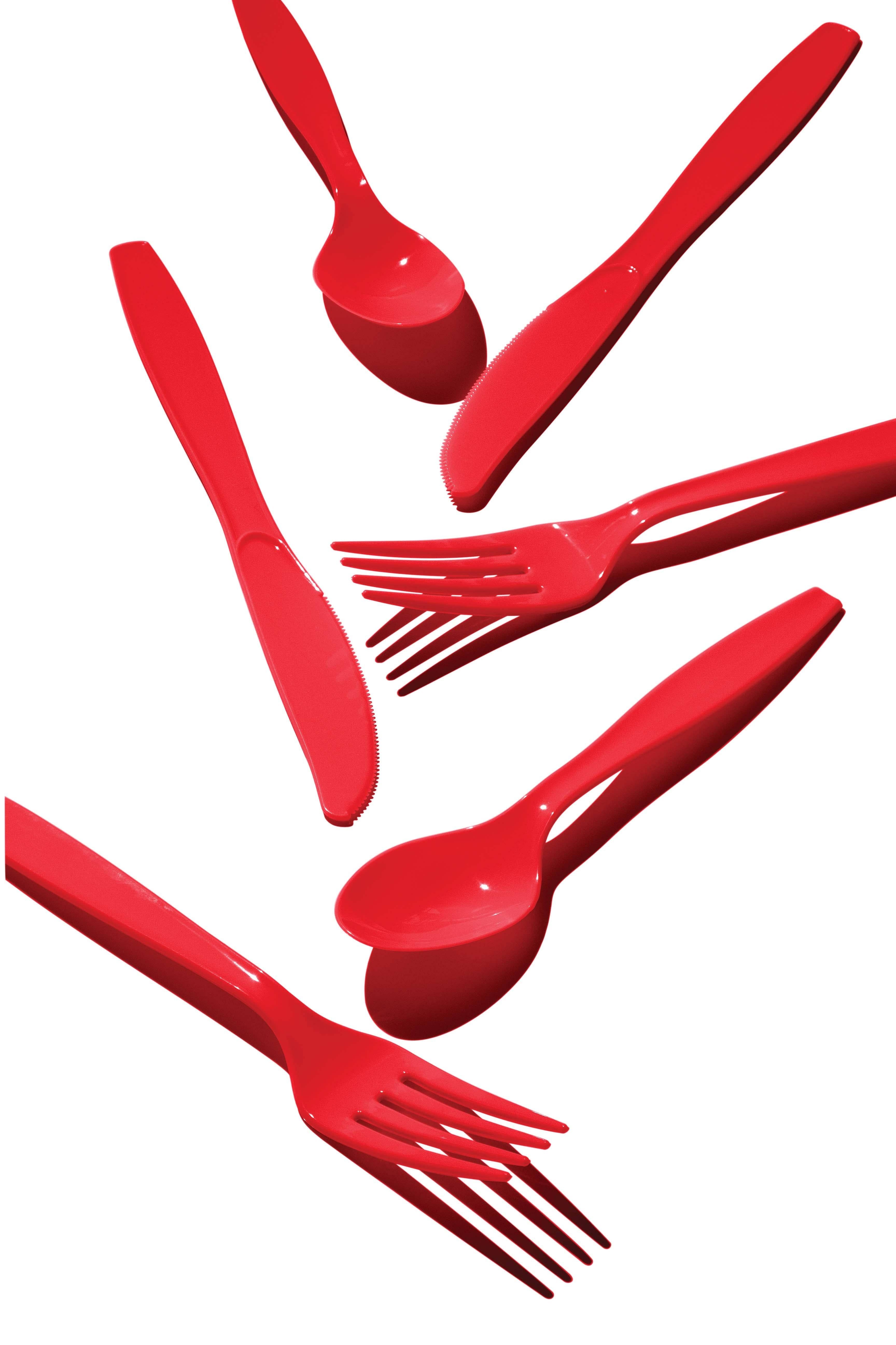 Bulk Party Decor - Wholesale Assorted Cutlery Set - Bulk Classic Red Assorted Cutlery (12 Pkgs per Case)3