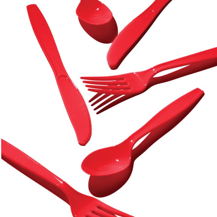 Bulk Party Decor - Wholesale Assorted Cutlery Set - Bulk Classic Red Assorted Cutlery (12 Pkgs per Case)3