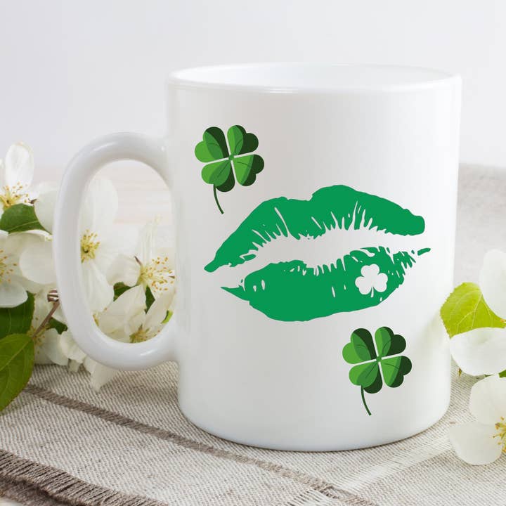 St Patrick Coffee Mug Kiss Lips Tea Cup for wholesale by Dazzle Design Diva