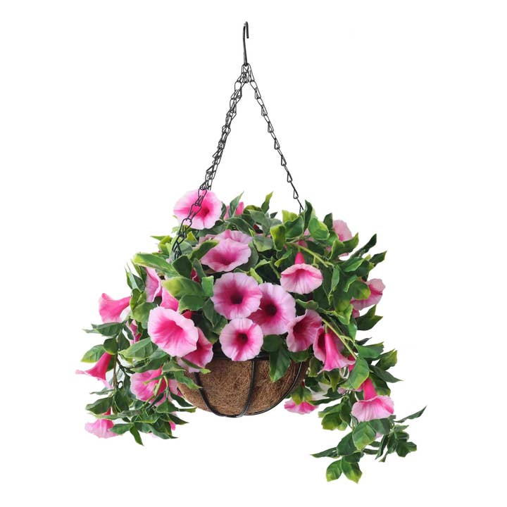 Designer Plants - Wholesale Artificial Flowers - Artificial Petunia Hanging Basket UV Resistant (Outdoor Proof)