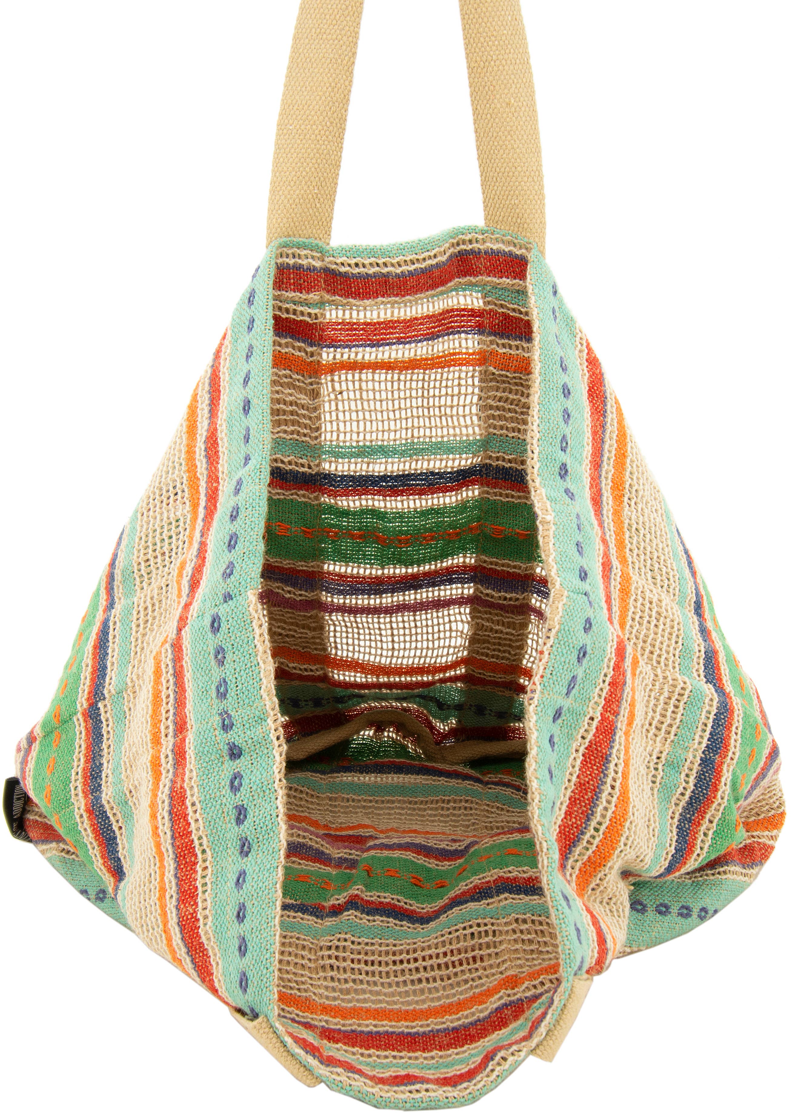 Vintage Addiction – wholesale Tote bag – Women's – Turquoise Jute Bucket Tote (unlined)2