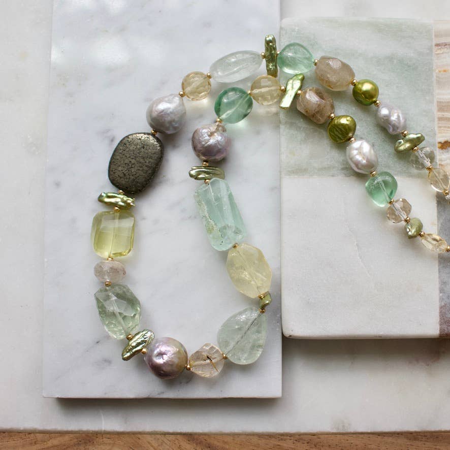 a.v. max - Wholesale Kralen/parelketting - Gefacetteerde Echte Klomp Ketting|9 kleuren19