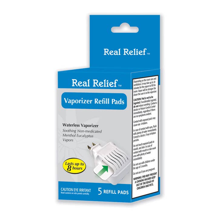 homeolab International Inc – wholesale Aromatherapy inhaler – Real Relief Waterless Vaporizer Refill Pads, 5 CT