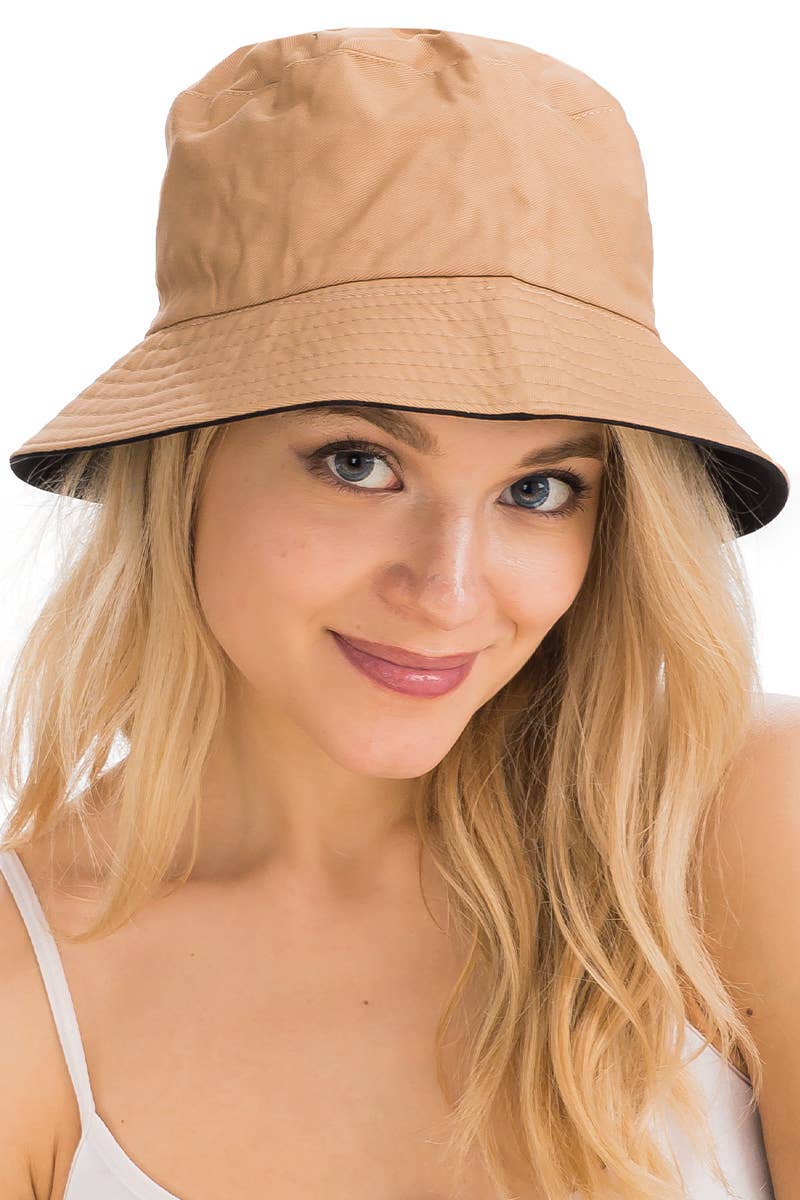 Cap Zone - Vente Bob – unisexe - Chapeau seau en coton uni réversible à fond noir31