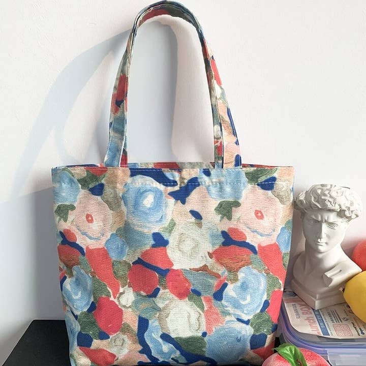 FurDecoration – Engroshandel Tote bag - Dame – Frisk blomstergitterstoftaske