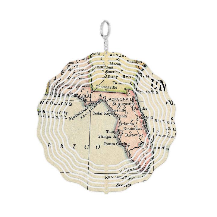 Daisy Mae Designs - Wholesale Wind Spinner - Florida Map Wind Spinner Garden Art Outdoor Decor