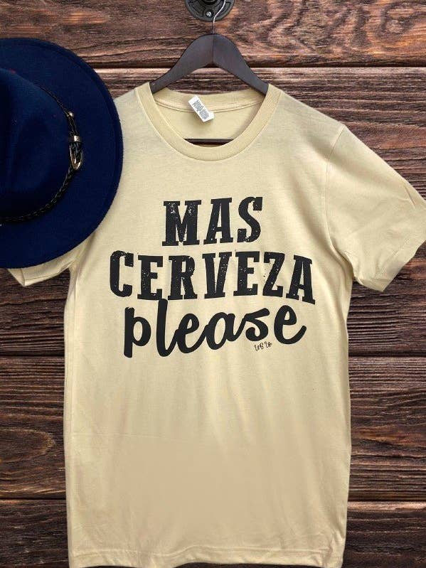 L&B Life - Wholesale Screen Printed T-Shirt - Women's - BC MAS CERVEZA PLEASE Graphic Tshirt0