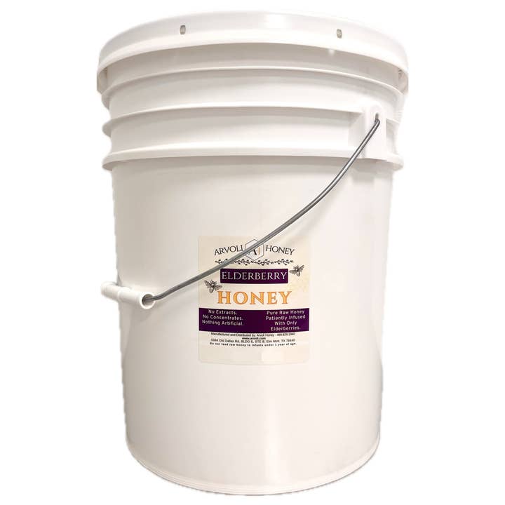 Arvoli Honey - Wholesale Honey - Elderberry Infused Raw Honey (5 Gallon Pail)