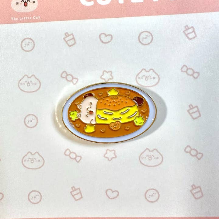 Curry Egg Rice Enamel Pin for wholesale by Chubbythelittlecat