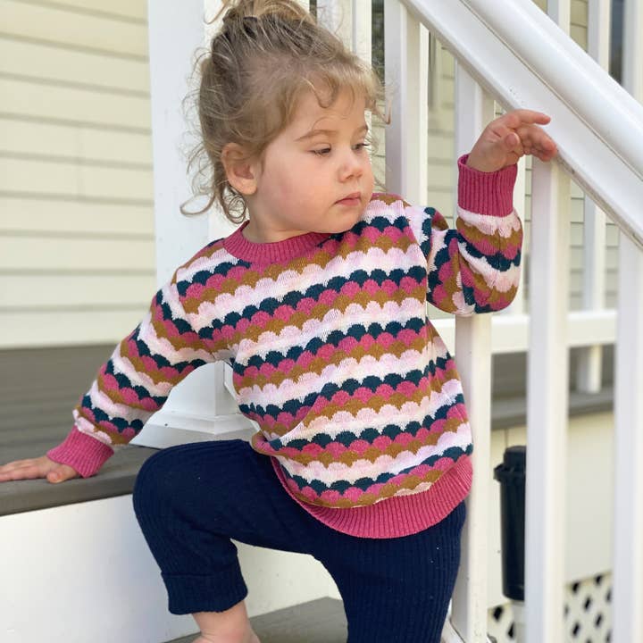 Social Butterfly Recycled Cotton Baby/Toddler Sweater - Rose for wholesale by loop collection