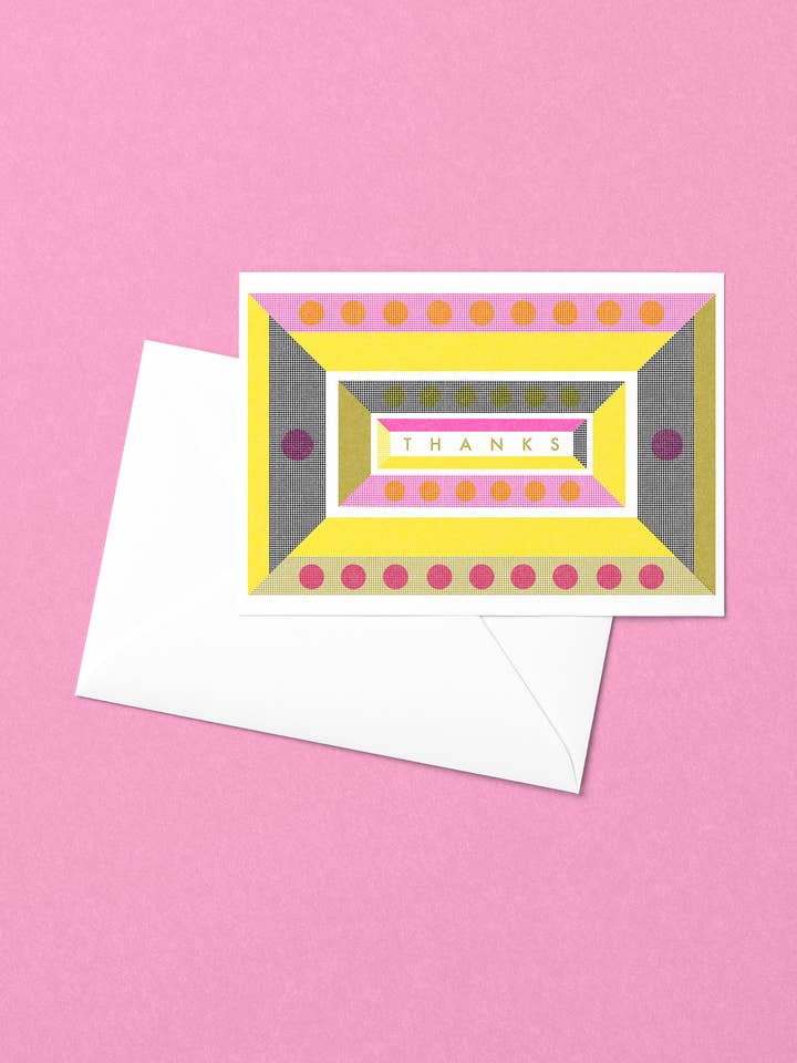 Tarjeta risográfica geométrica Thanks para venta al por mayor de Mezzaluna Studio