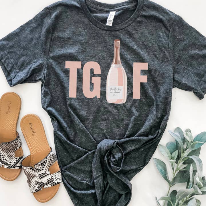 TGIF champagne tee for wholesale by RR Tees Wholesale