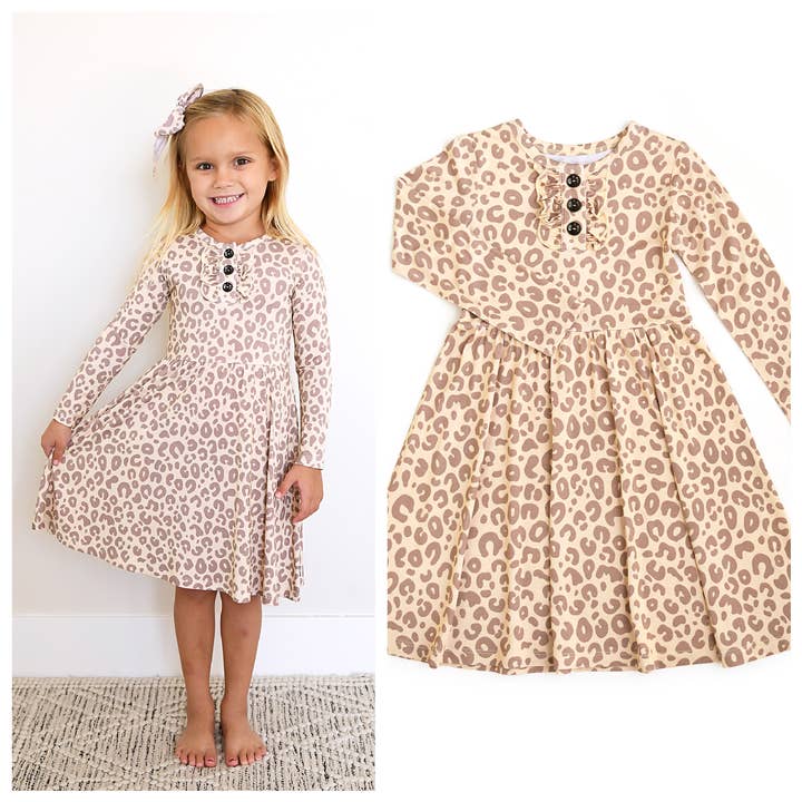 Amari Leopard TUTU DRESS Bamboo Kids Clothes Outfit for wholesale by Gigi and Max