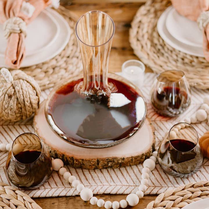 Jeanne Fitz - Wholesale Decanter - Slant Collection Wine Decanter + 4 Stemless Wine Glasses Set