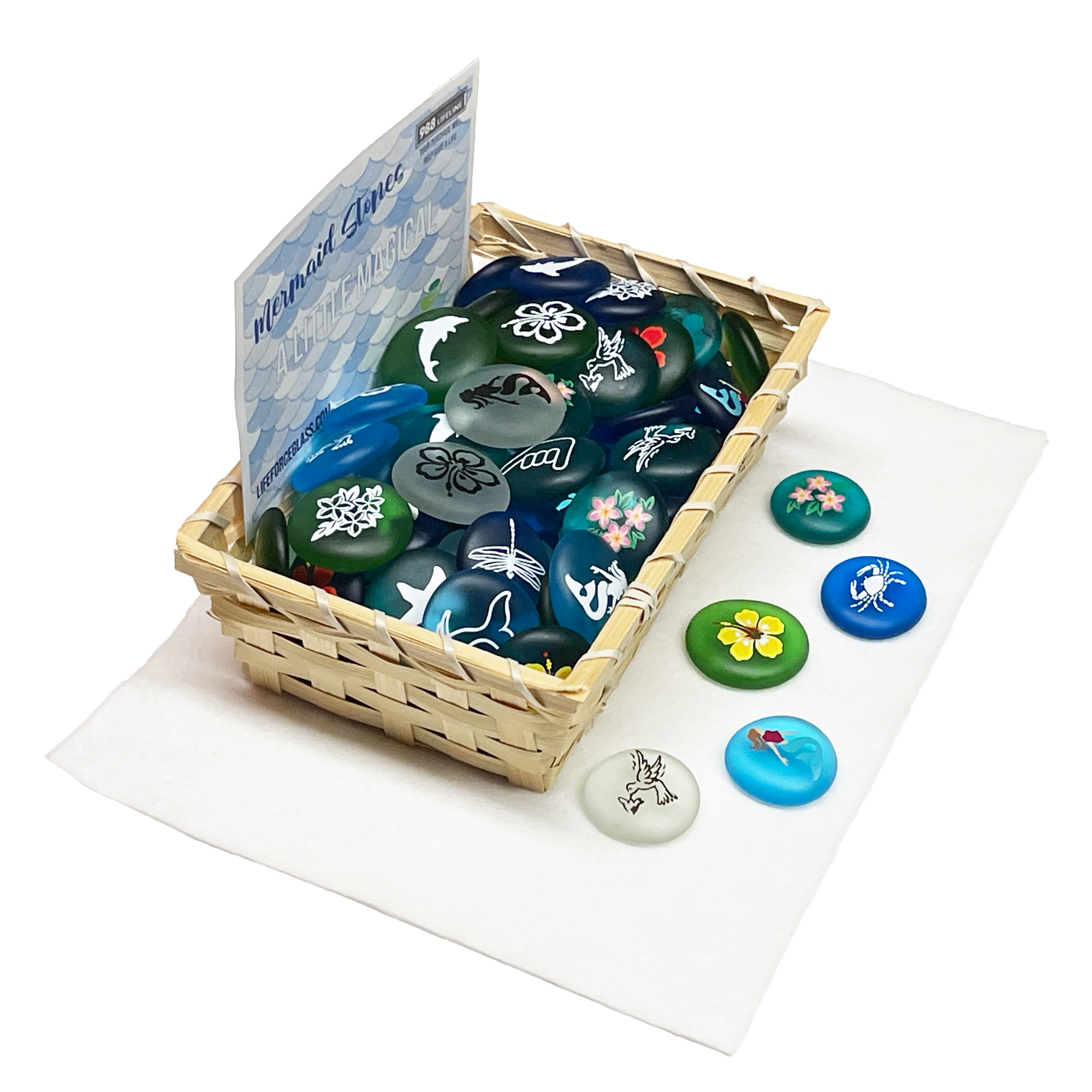 Lifeforce Glass, Inc. - Wholesale Keepsake Coin/Token - Mermaid's Message Imprinted Picture Assortment, 100 pcs2