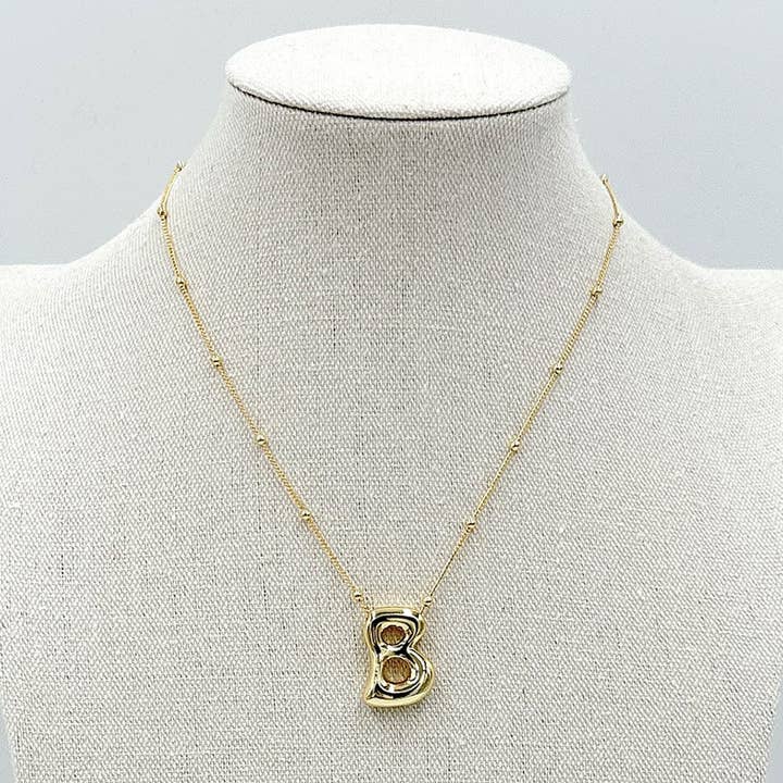 MiMi Wholesale - Wholesale Pendant/Charm Necklace - DJN330009 14K Dipped Big Bubble Letter Initial Necklace3