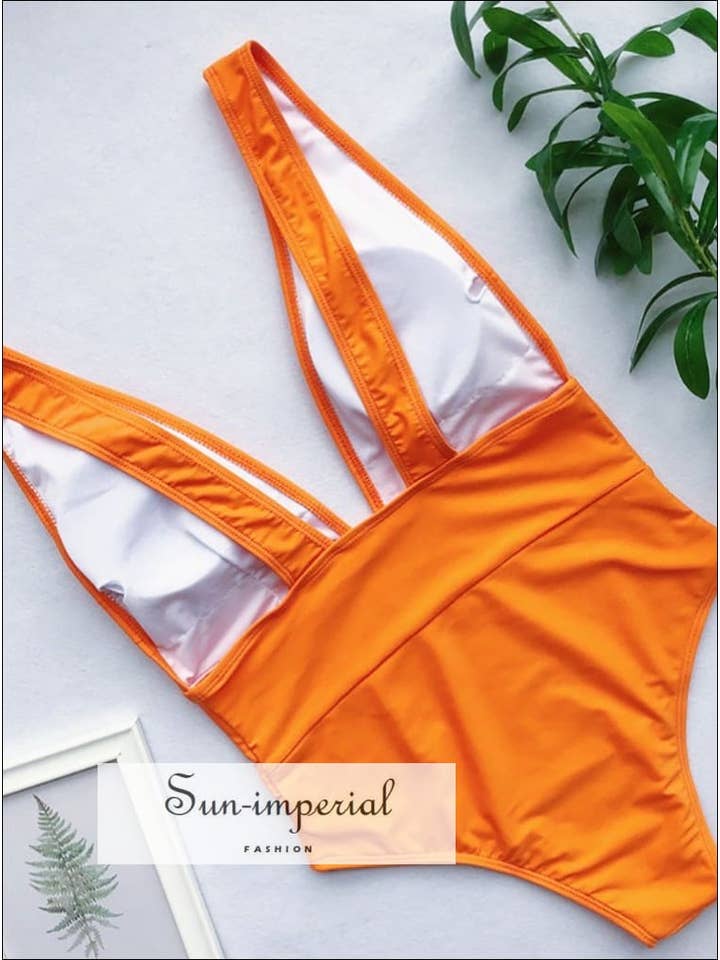 Sun Imperial - Wholesale One Piece Swimsuit - Women's - Women Floral Multi Color One Piece Swimsuit With Deep V Cut6