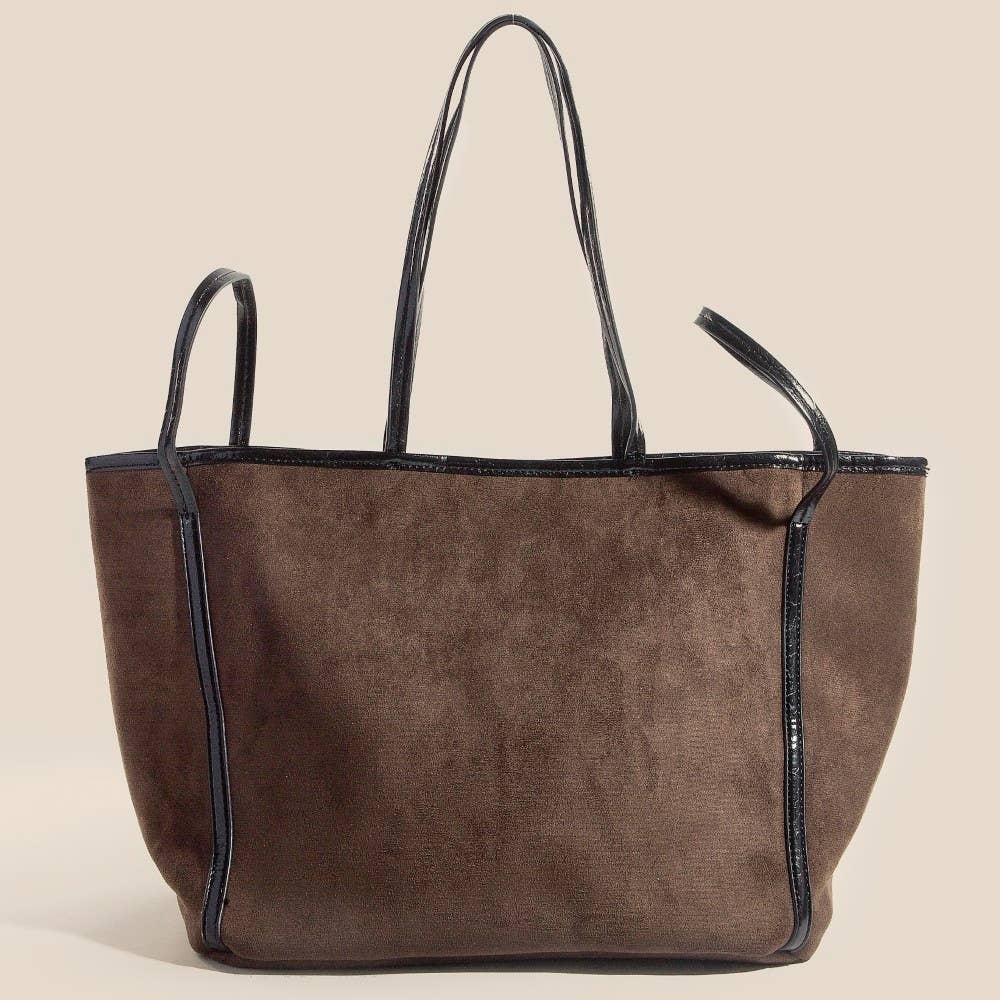 Anarchy Street – Großhandel Tragetasche – Damen – Wildleder-Shopper mit Lederbesatz und Schulterriemen7