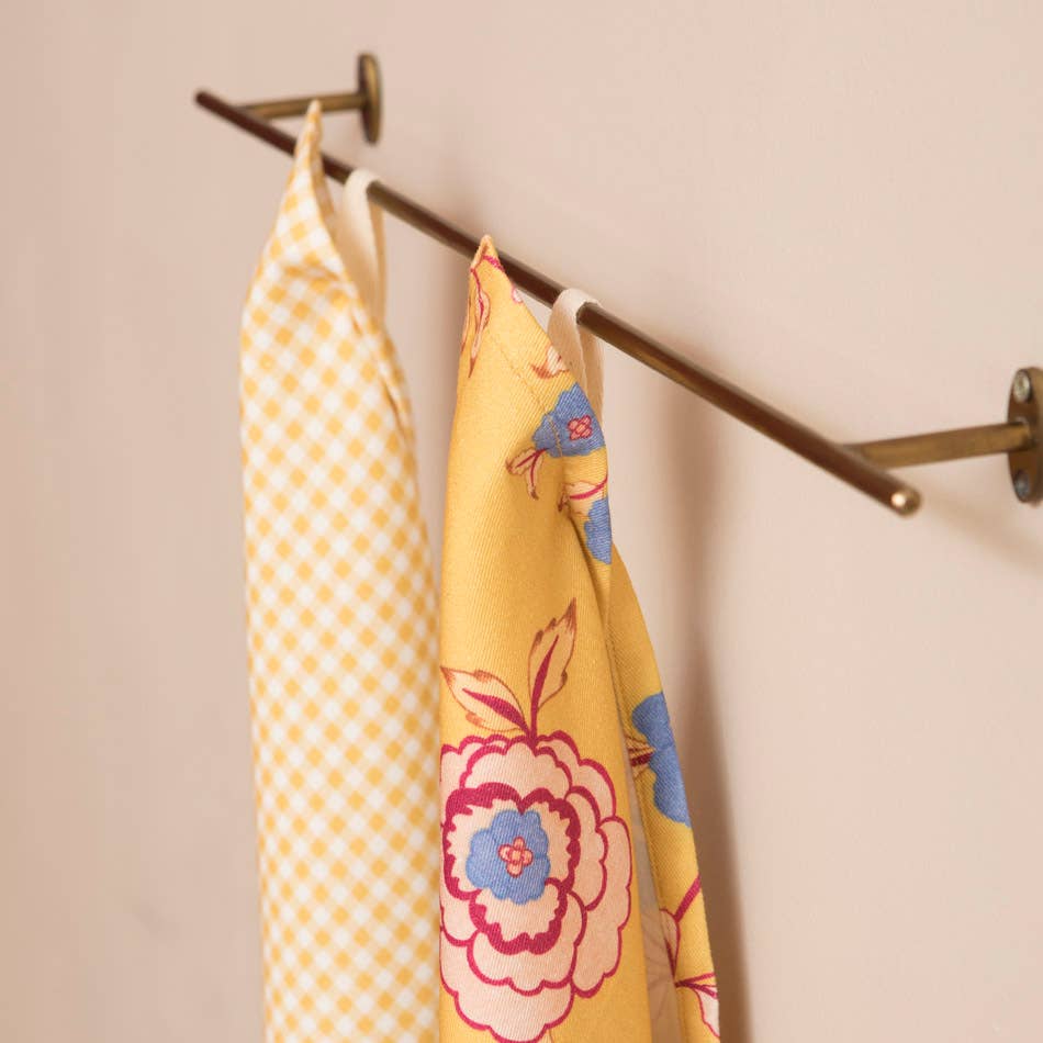 Mahe Homeware - Wholesale Tea Towel - Yellow Ocher Chintz Embroidered Kitchen Towel Set 21