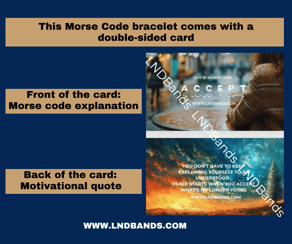 LND Bands – wholesale Beaded bracelet – Morse Code ACCEPT beaded bracelet: Adjustable beaded 2x4mm, Inspiration Motivation Encouragement Affirmation uplift hidden message2