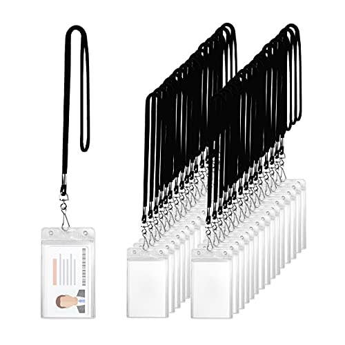 Black Badge Lanyard with ID Holder Name Tag Holder 30 PC for wholesale by Mandala Crafts